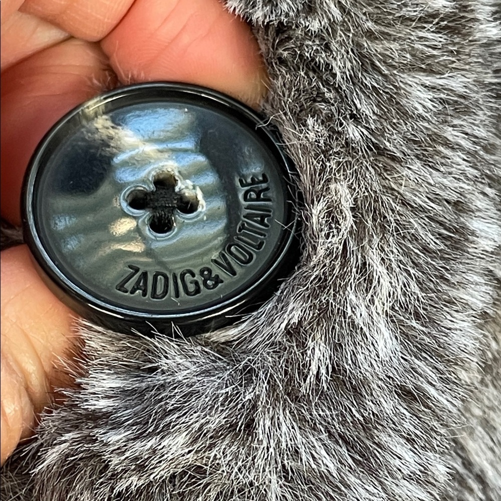 NWT Zadig & Voltaire Monacoco Faux Fur Coat Longline Trench Gray Sz L - Picture 14 of 16